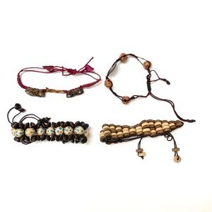 4 Adjustable Wooden Bracelets